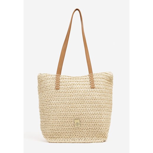 Beżowa Pleciona Torebka w Stylu Shopperki Uloswena ze sklepu renee.pl w kategorii Torby Shopper bag - zdjęcie 181968269