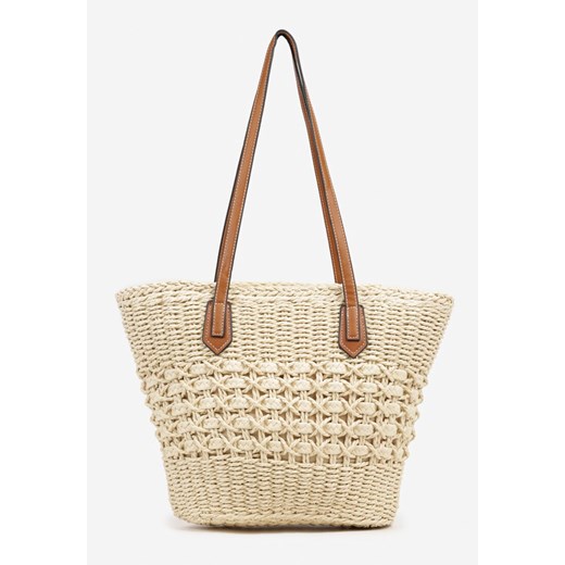 Beżowa Pleciona Torebka Typu Shopper Ulolana ze sklepu renee.pl w kategorii Torby letnie - zdjęcie 181968299