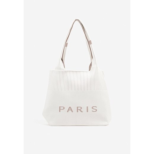 Biała Trapezowa Torebka Typu Shopper z Ozdobnym Napisem Salirenia ze sklepu renee.pl w kategorii Torby Shopper bag - zdjęcie 181968329