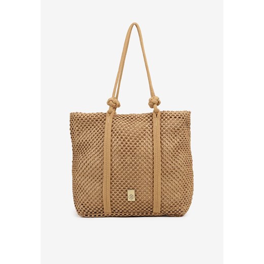Ciemnobeżowa Pleciona Torebka Shopperka Revine ze sklepu born2be.pl w kategorii Torby Shopper bag - zdjęcie 181968547