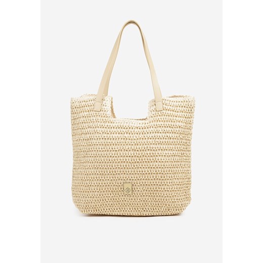 Beżowa Pleciona Torebka Shopper Feleindra ze sklepu born2be.pl w kategorii Torby letnie - zdjęcie 181968568