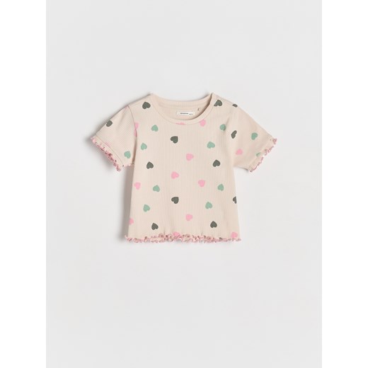 Reserved - Bawełniany t-shirt z falbankami - wielobarwny Reserved 86 (12-18 m.) Reserved