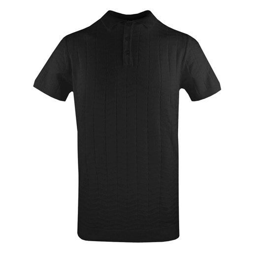 Dzianinowa Koszulka Męska z Kołnierzem (Polo) - Brave Soul - Czarna TSBRSSS25poloCOSTAjetblack ze sklepu JegoSzafa.pl w kategorii T-shirty męskie - zdjęcie 181970187
