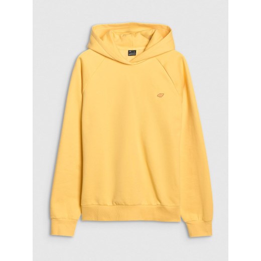 Bluza dresowa nierozpinana z kapturem uniseks 4F 4FWSS25TSWSU1547 - żółta ze sklepu Sportstylestory.com w kategorii Bluzy damskie - zdjęcie 181970626