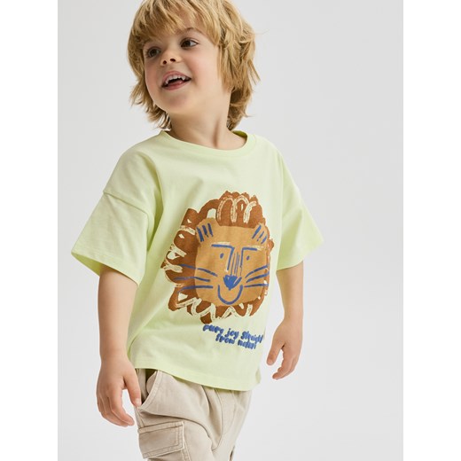 Reserved - Bawełniany t-shirt z nadrukiem - zielony ze sklepu Reserved w kategorii T-shirty chłopięce - zdjęcie 181972117