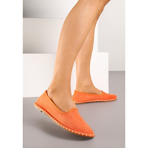 Pomarańczowe Espadryle Balerinki z Ozdobnymi Przeszyciami Firavione ze sklepu born2be.pl w kategorii Espadryle damskie - zdjęcie 181972956