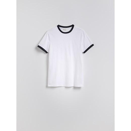 Reserved - Bawełniany t-shirt slim fit - biały Reserved M Reserved