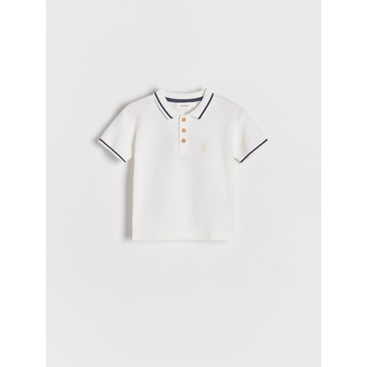 Reserved - Sweterkowy t-shirt polo - złamana biel ze sklepu Reserved w kategorii Swetry chłopięce - zdjęcie 181974247