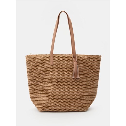 Sinsay - Pleciona torebka shopper - kremowy ze sklepu Sinsay w kategorii Torby Shopper bag - zdjęcie 181975825