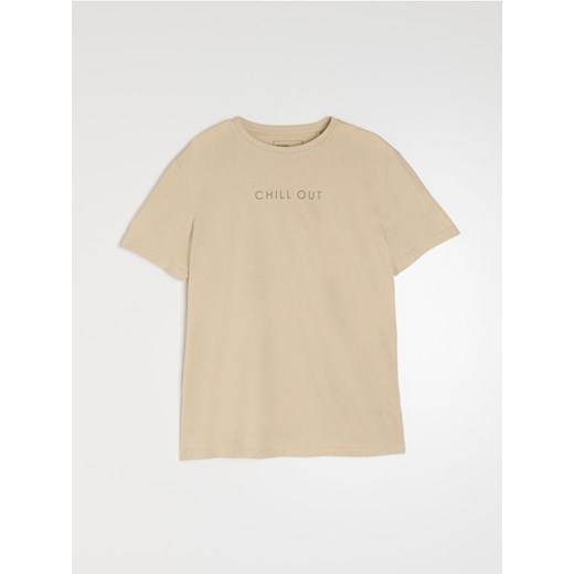 Sinsay - Koszulka z napisem - beżowy ze sklepu Sinsay w kategorii T-shirty męskie - zdjęcie 181975837