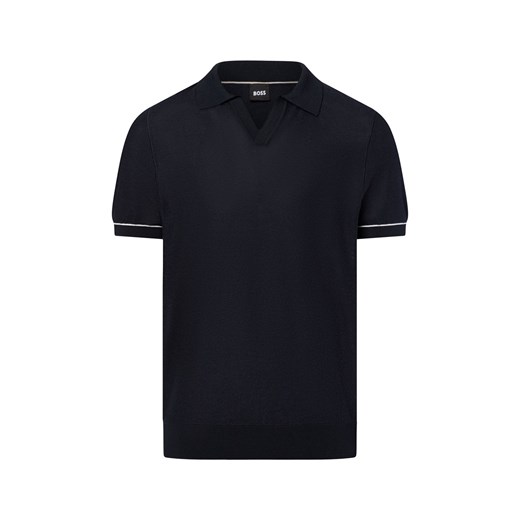 BOSS Męska koszulka polo - Jianluca Mężczyźni Bawełna granatowy wypukły wzór tkaniny ze sklepu vangraaf w kategorii T-shirty męskie - zdjęcie 181981086