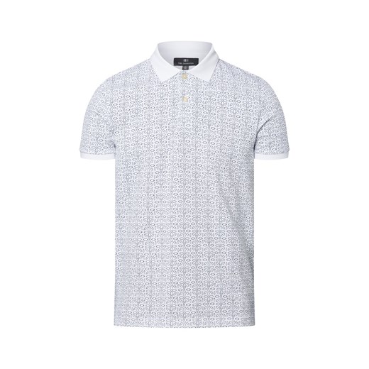 Nils Sundström Męska koszulka polo Mężczyźni Bawełna biały wzorzysty ze sklepu vangraaf w kategorii T-shirty męskie - zdjęcie 181981156