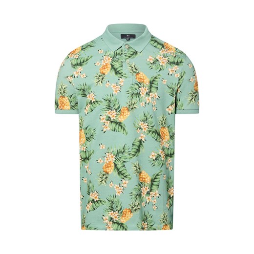 Nils Sundström Męska koszulka polo Mężczyźni Bawełna seledynowy wzorzysty ze sklepu vangraaf w kategorii T-shirty męskie - zdjęcie 181981159