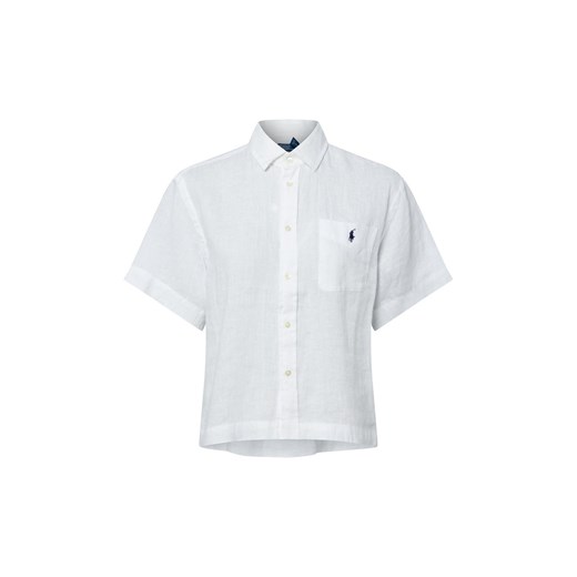 Polo Ralph Lauren Lniana bluzka damska Kobiety len biały jednolity ze sklepu vangraaf w kategorii Bluzki damskie - zdjęcie 181981198