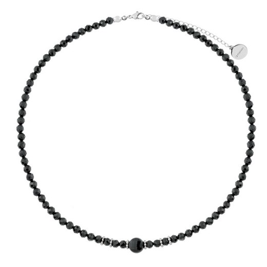 Turmalinowy choker naszyjnik czarne fasetowane kulki turmalinu i moneta ze sklepu manoki.pl w kategorii Naszyjniki - zdjęcie 181982806