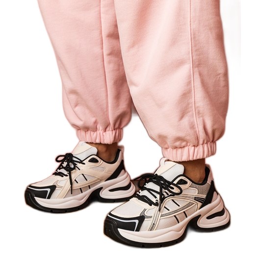 Biało-czarne sneakersy sportowe na masywnej podeszwie białe ze sklepu ButyModne.pl w kategorii Buty sportowe damskie - zdjęcie 181984785