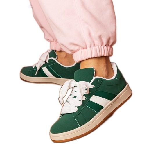 Zielone sneakersy trampki damskie sportowe ze sklepu ButyModne.pl w kategorii Trampki damskie - zdjęcie 181984788