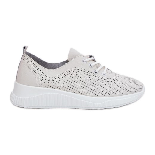 Skórzane Buty Sportowe Damskie Vinceza 41472 Białe ze sklepu ButyModne.pl w kategorii Buty sportowe damskie - zdjęcie 181984958