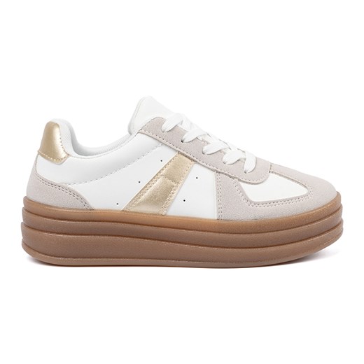 Shelvt Buty sportowe damskie grubszy spód białe ze sklepu ButyModne.pl w kategorii Buty sportowe damskie - zdjęcie 181985185