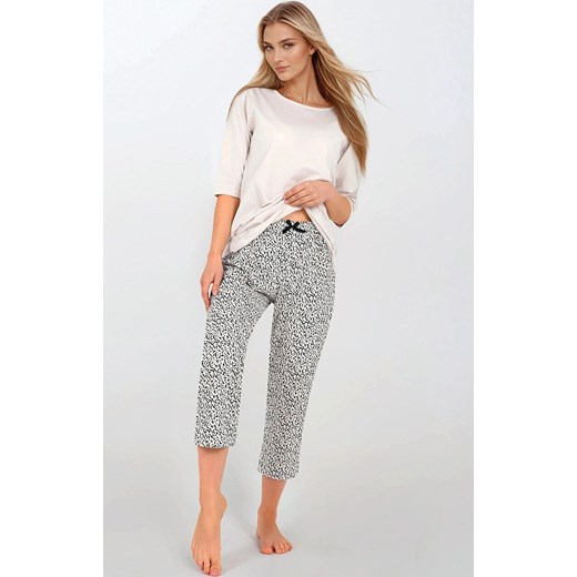 Bawełniana piżama damska Your Emotions, Kolor beżowy-wzór, Rozmiar S, Momenti per me ze sklepu Intymna w kategorii Piżamy damskie - zdjęcie 181987066