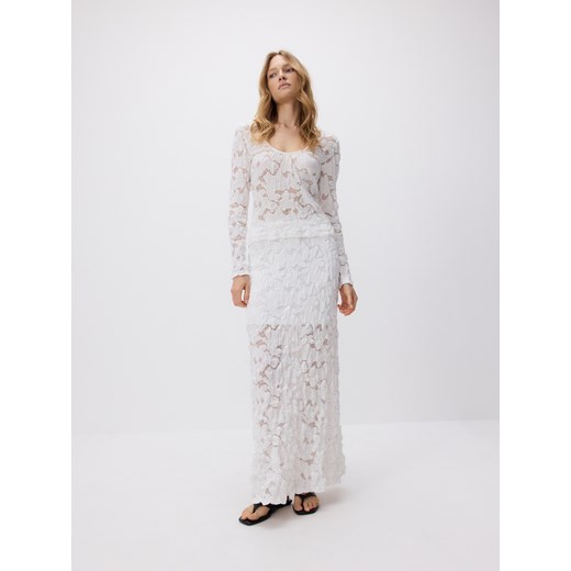 Spódnica Reserved biała midi 