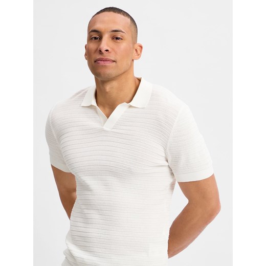 Drykorn Męska koszulka polo - Braian Mężczyźni Bawełna biały wypukły wzór tkaniny ze sklepu vangraaf w kategorii T-shirty męskie - zdjęcie 181990105