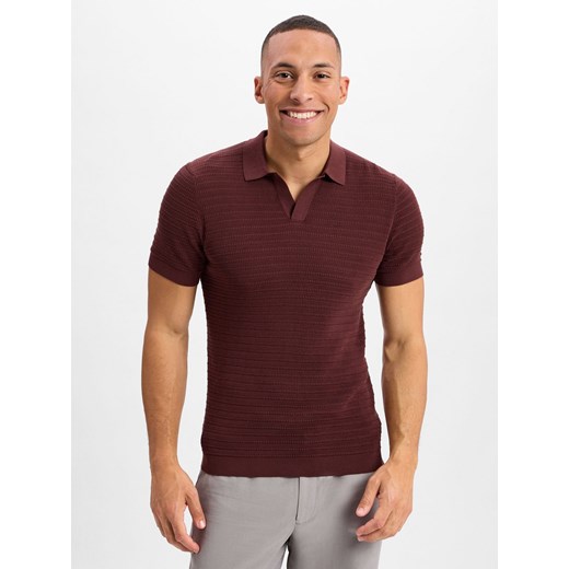 Drykorn Męska koszulka polo - Braian Mężczyźni Bawełna bordowy wypukły wzór tkaniny ze sklepu vangraaf w kategorii T-shirty męskie - zdjęcie 181990106