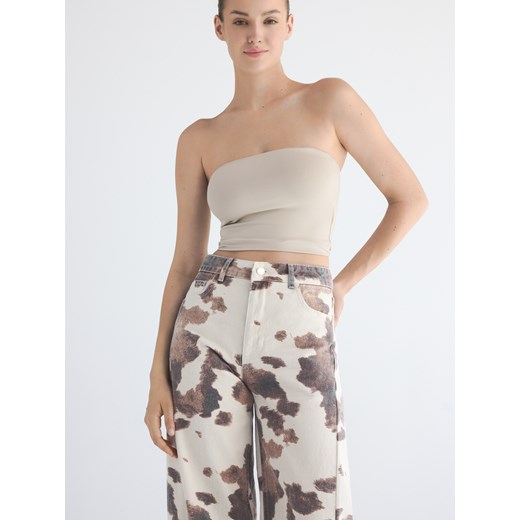 Reserved - Jeansy wide leg ze zwierzęcym wzorem - wielobarwny Reserved 40 Reserved