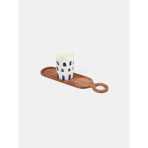 Sinsay - Drewniana taca do serwowania z miseczkami - wielobarwny Sinsay One Size Sinsay