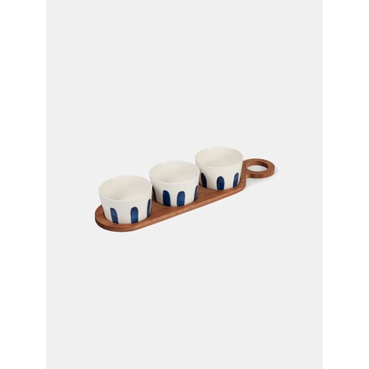 Sinsay - Drewniana taca do serwowania z miseczkami - wielobarwny Sinsay One Size Sinsay