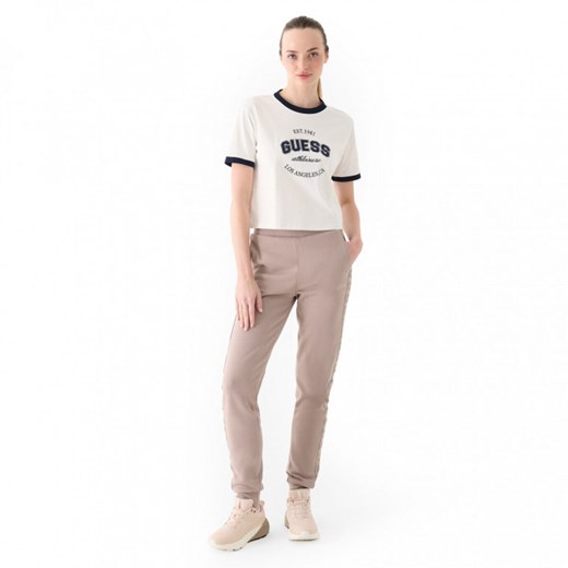 Damskie spodnie dresowe joggery Guess Stacie - brązowe ze sklepu Sportstylestory.com w kategorii Spodnie damskie - zdjęcie 181994468