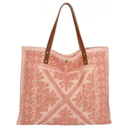 Włoska Torebka Shopper bag w Modne Wzory 5887 Pudrowy Róż ze sklepu PaniTorbalska w kategorii Torby Shopper bag - zdjęcie 181994957