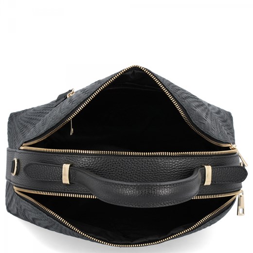 Elegancka Torebka Skórzana Włoski Kuferek 2 Komory 5273 Czarna Other One Size PaniTorbalska wyprzedaż