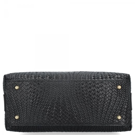 Elegancka Torebka Skórzana Włoski Kuferek 2 Komory 5273 Czarna Other One Size wyprzedaż PaniTorbalska