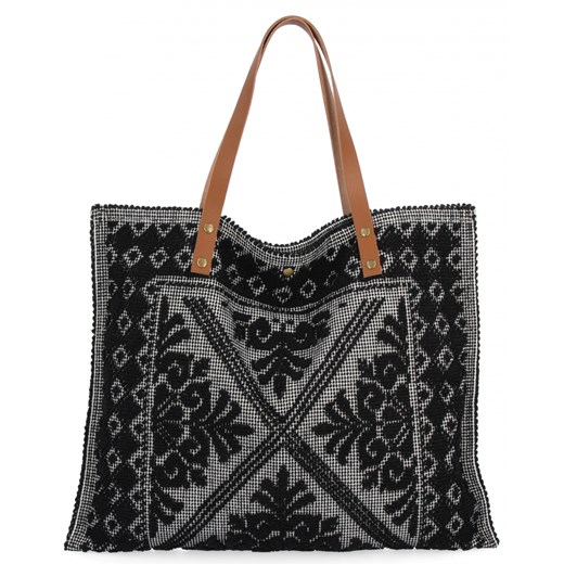Włoska Torebka Shopper bag w Modne Wzory 5887 Czarna ze sklepu PaniTorbalska w kategorii Torby Shopper bag - zdjęcie 181995115