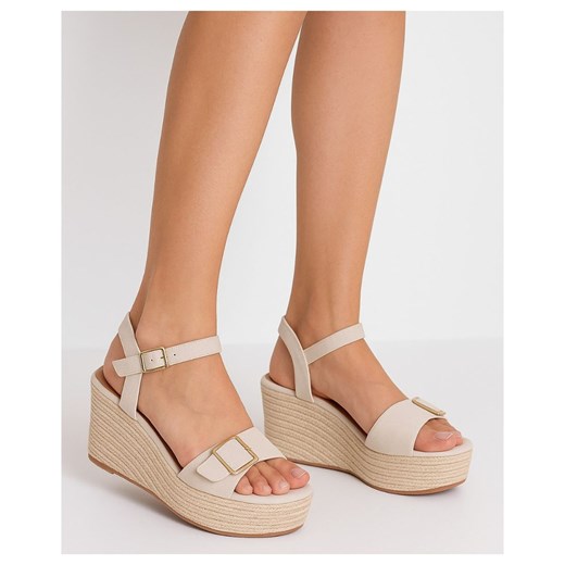 Beżowe sandały na koturnie i platformie Givana /C5-1 17689 G384/ ze sklepu Pantofelek24.pl w kategorii Espadryle damskie - zdjęcie 181995779
