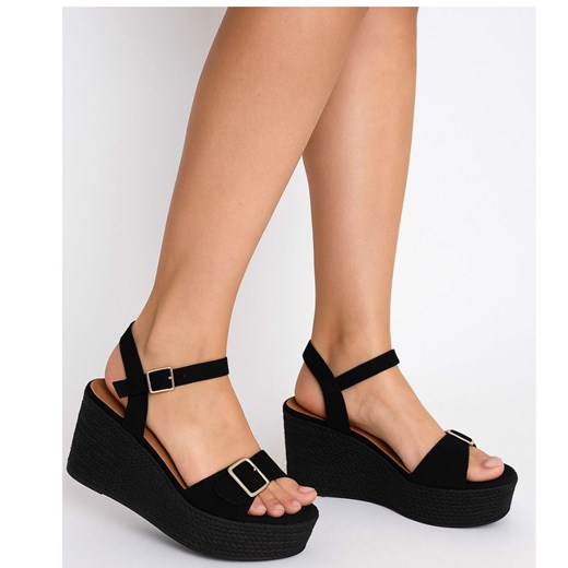 Czarne sandały na koturnie i platformie Givana /G5-1 17691 G384/ ze sklepu Pantofelek24.pl w kategorii Espadryle damskie - zdjęcie 181995788