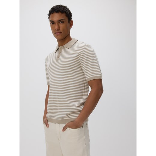 Reserved - Sweter polo z wiskozą - beżowy ze sklepu Reserved w kategorii T-shirty męskie - zdjęcie 181997285