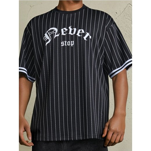 Sinsay - Koszulka loose fit z napisem - czarny ze sklepu Sinsay w kategorii T-shirty męskie - zdjęcie 181998596