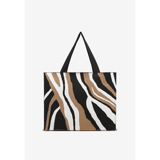 Brązowa Torebka Shopper w Nieregularne Paski Salinira ze sklepu renee.pl w kategorii Torby Shopper bag - zdjęcie 181999017