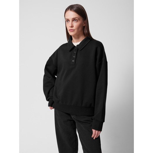 Damska bluza nierozpinana bez kaptura Outhorn OTHWSS24TSWSF1150 - czarna ze sklepu Sportstylestory.com w kategorii Bluzy damskie - zdjęcie 181999296