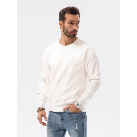 Bluza męska bez kaptura - kremowa V1 B1153 ze sklepu ombre w kategorii Bluzy męskie - zdjęcie 181999839