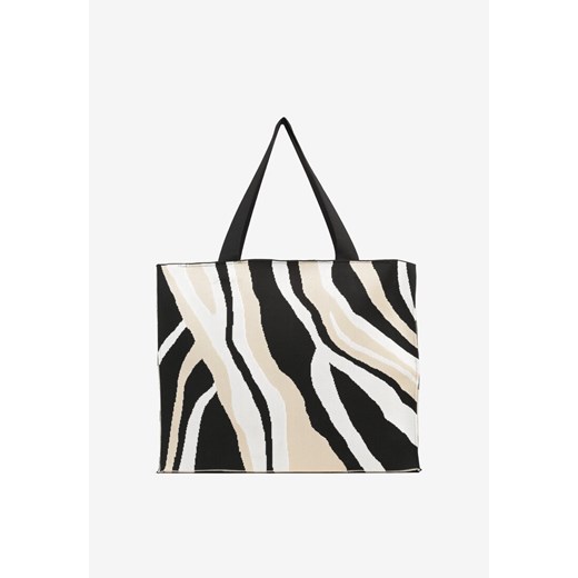 Beżowa Torebka Shopper w Nieregularne Paski Salinira ze sklepu renee.pl w kategorii Torby Shopper bag - zdjęcie 182001105