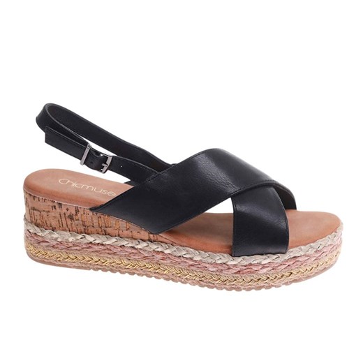 Czarne sandały espadryle na platformie /C1-2 17714 G2/ ze sklepu Pantofelek24.pl w kategorii Espadryle damskie - zdjęcie 182001589