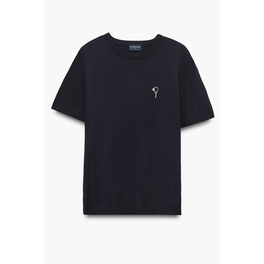 T SHIRT TENNIS CLUB 013 GRANATOWY Z WISKOZY ze sklepu Recman w kategorii T-shirty męskie - zdjęcie 182002787