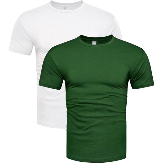 2-pak koszulek bawełnianych premium biały i zielony Recea ze sklepu Recea.pl w kategorii T-shirty męskie - zdjęcie 182002995