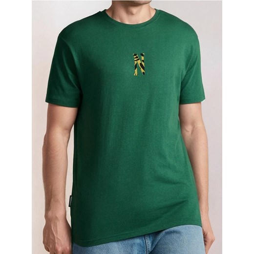 Sinsay - Koszulka z nadrukiem na plecach z bawełny - zielony ze sklepu Sinsay w kategorii T-shirty męskie - zdjęcie 182003518