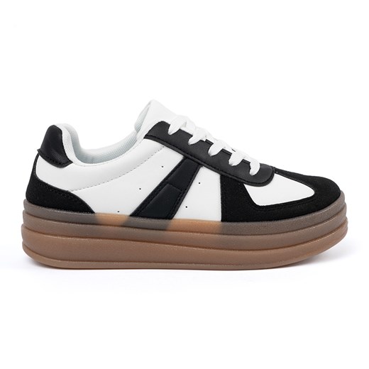 Shelvt Czarno-białe sneakersy na platformie czarne ze sklepu ButyModne.pl w kategorii Buty sportowe damskie - zdjęcie 182004495