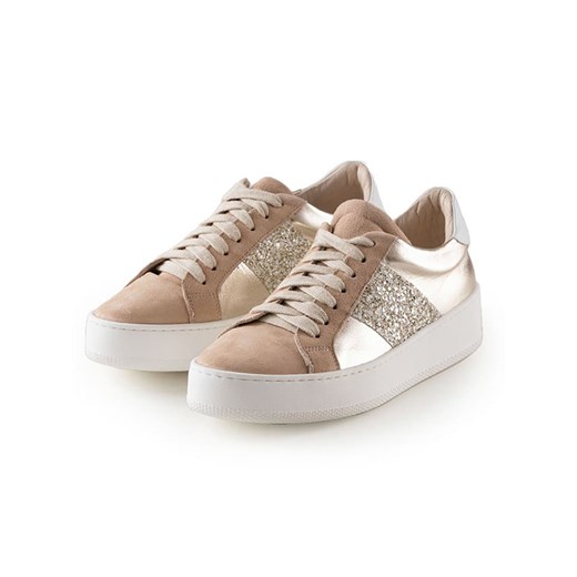 Anna Morellini Skórzane sneakersy &quot;Gioletta&quot; w kolorze złoto-beżowym ze sklepu Limango Polska w kategorii Buty sportowe damskie - zdjęcie 182007365