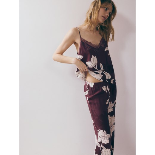 Reserved - Dwuczęściowa piżama z wiskozy - mahoniowy Reserved L Reserved